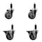 Service Caster 3.5'' Gray Poly Wheel Swivel 1-1/8'' Expanding Stem Caster Set 2 Brakes, 4PK SCC-EX20S3514-PPUB-2-PLB-2-118 - alternate 1